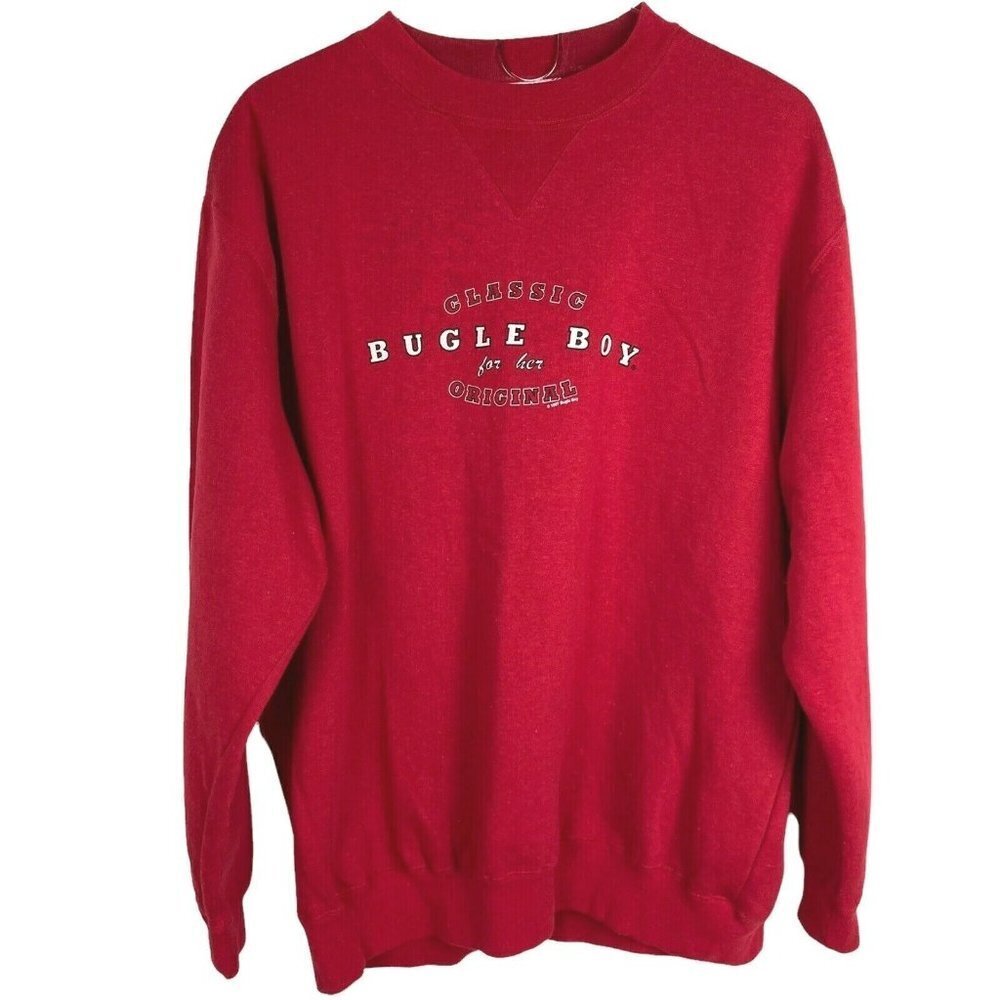 Vintage 90s Bugle Boy For Her Sweatshirt Large Womens Red Oversize Y2K